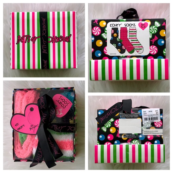 3 Pack BETSEY JOHNSON Cozy Crew Socks Gift Box Set - Picture 5 of 6